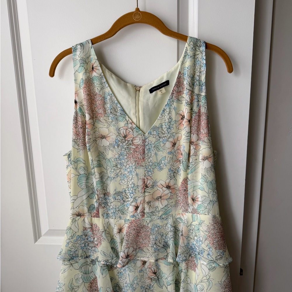 Tommy Hilfiger Floral V-Neck Dress - Cream and Pastel